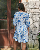 Camille Blue Floral Button Down Mini Dress