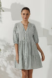 Kiera Green Stripe Button Down Mini Dress