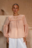 Haidyn Pink Lace and Frill Top