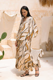 Rue Beige Abstract Balloon Sleeve Blouse