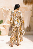 Rue Beige Abstract Balloon Sleeve Blouse