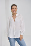 Erisa White Balloon Sleeve Blouse