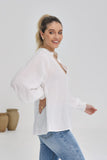 Erisa White Balloon Sleeve Blouse