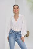 Erisa White Balloon Sleeve Blouse