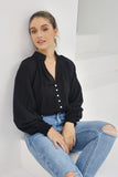 Erisa Black Balloon Sleeve Blouse