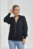 Erisa Black Balloon Sleeve Blouse