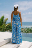 Oliana Blue Tropical Tile Wide Leg Pants