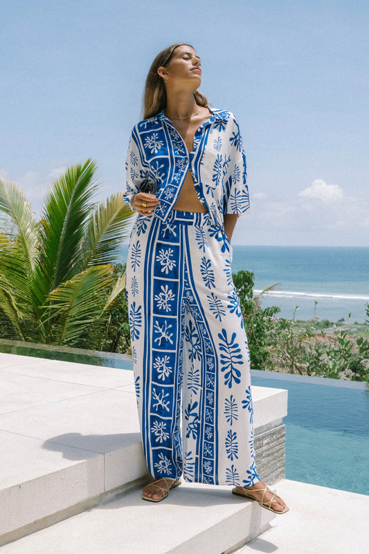 Thalyssa Blue Abstract Pants