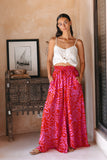 Kiana Hot Pink and Red Floral Wide Leg Pants
