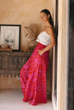 Kiana Hot Pink and Red Floral Wide Leg Pants