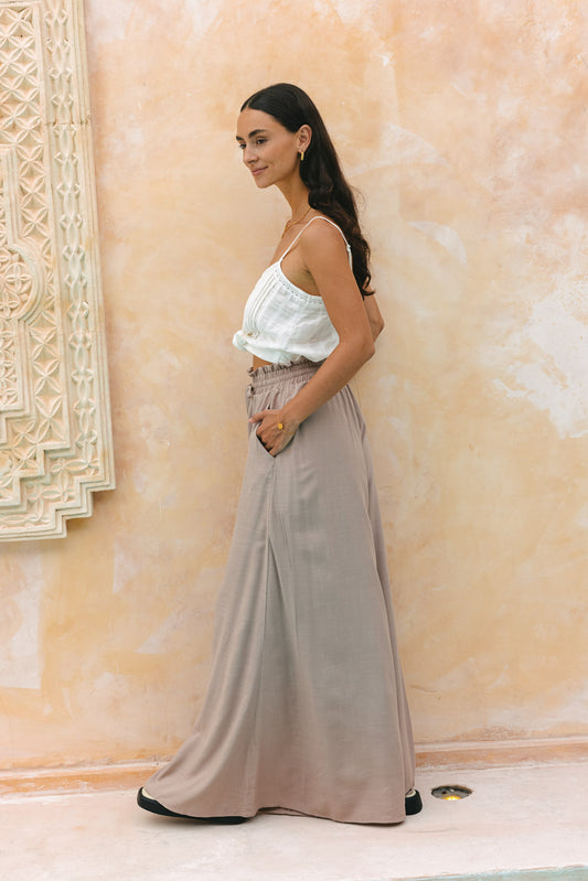 Sol Beige Wide Leg Pants