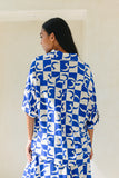 Nysa Blue Geo Tile Oversized Shirt