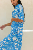 Soquila Blue Tropical Wide Leg Cropped Pants