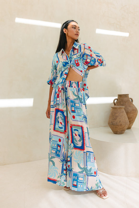 Lulu Blue Tropical Oversized Shirt