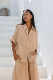 Cyra Beige Geo Oversized Shirt