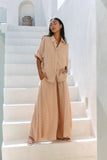 Cyra Beige Geo Oversized Shirt