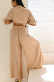 Cyra Beige Geo Wide Leg Cropped Pants