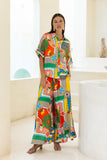 Allegra Multicolour Patchwork Wide Leg Cropped Pants