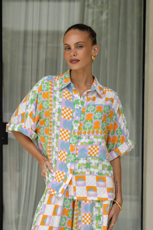 Annelie Multicolour Abstract Tile Shirt