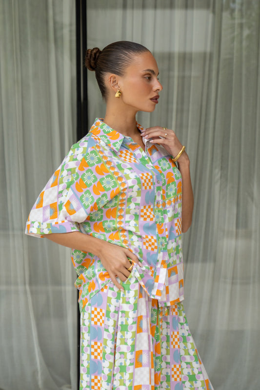 Annelie Multicolour Abstract Tile Shirt