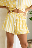 Indie Yellow Stripe Polka Dot Drawstring Shorts