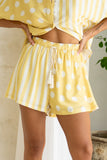 Indie Yellow Stripe Polka Dot Drawstring Shorts