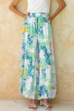 Maeve Aqua Blue Green Abstract Wide Leg Pants