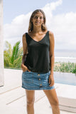 Ivanna Black V-Neck Tank Top