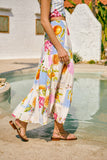 Tutti Blue Tropical Tiered Maxi Skirt