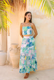 Maeve Aqua Blue Green Abstract Crop Top