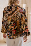 Alessia Black Abstract Balloon Sleeve Blouse