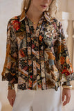 Alessia Black Abstract Balloon Sleeve Blouse