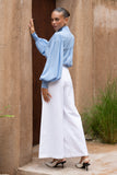 Rochelle Blue Cupro Balloon Sleeve Blouse