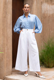 Rochelle Blue Cupro Balloon Sleeve Blouse