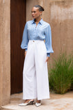 Rochelle Blue Cupro Balloon Sleeve Blouse