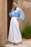 Rochelle Blue Cupro Balloon Sleeve Blouse