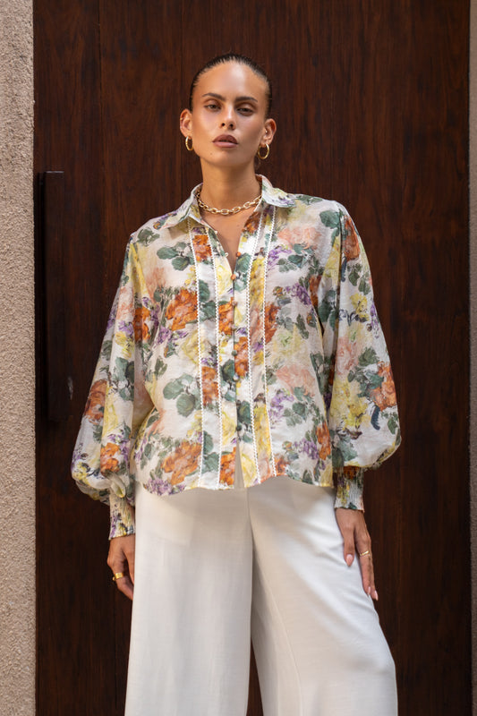 Therese Multicolour Floral Balloon Sleeve Blouse