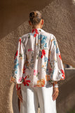 Joyce Multicolour Floral Balloon Sleeve Collared Blouse
