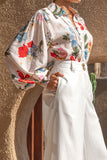 Joyce Multicolour Floral Balloon Sleeve Collared Blouse