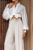 Rochelle White Cupro Balloon Sleeve Blouse