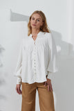 Moira White Balloon Sleeve Blouse