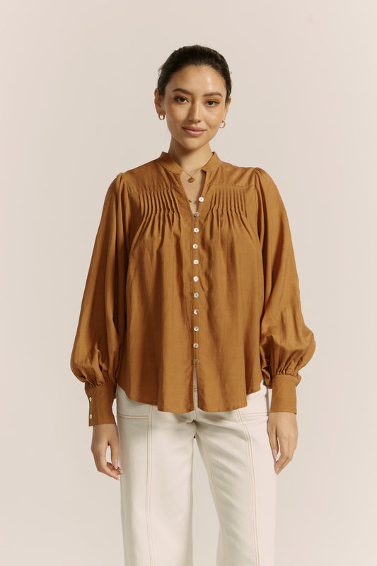 Moira Tan Balloon Sleeve Blouse