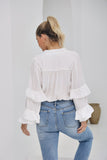 Elissa White Ruffle Sleeve Blouse