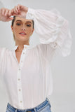 Elissa White Ruffle Sleeve Blouse