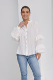 Elissa White Ruffle Sleeve Blouse