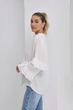 Elissa White Ruffle Sleeve Blouse