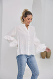 Elissa White Ruffle Sleeve Blouse