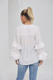 Elissa White Ruffle Sleeve Blouse