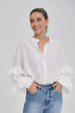 Elissa White Ruffle Sleeve Blouse