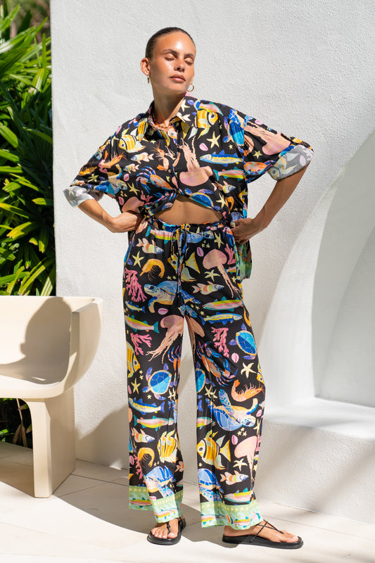Delmare Multicolour Abstract Long Sleeve Shirt